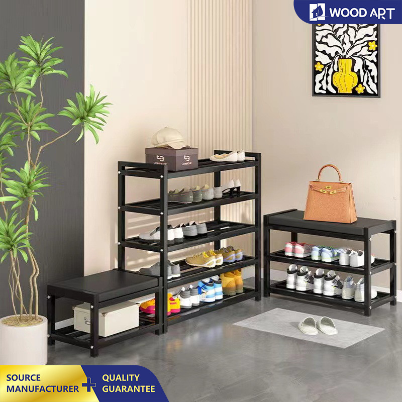 ZL Iron Shoe Rack Shoe Cabinet Shoe Changing Stool with Cabinet Metal ...