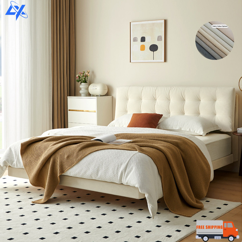 ZX Floating Bed Frame Fabric And Solid Wood Bed Frame Bed Frame With ...
