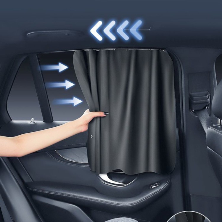 Car Sun Shade Track Mounted Rear Side Window Curtain UV Protection Heat ...