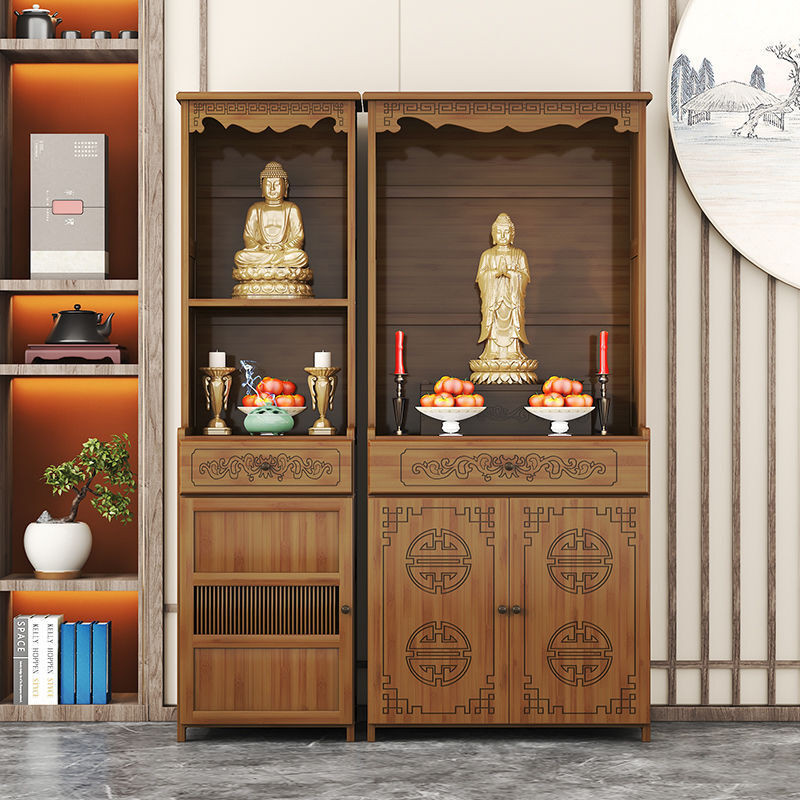 Personal Shrine Altar Table Chinese Style Solid Wood Buddha Niche