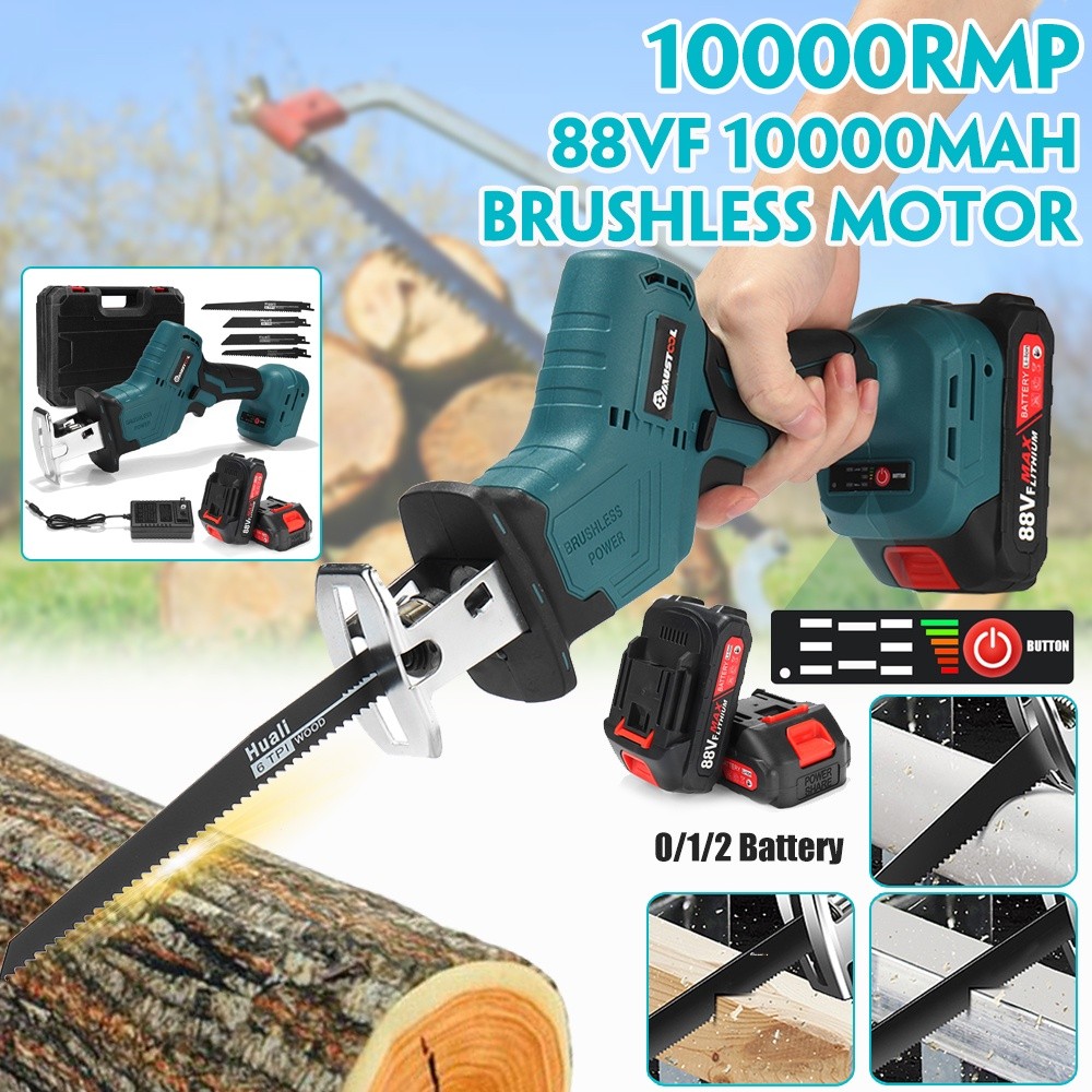 Cordless Brushless Electric Reciprocating Saw Variable Speed Metal Wood ...