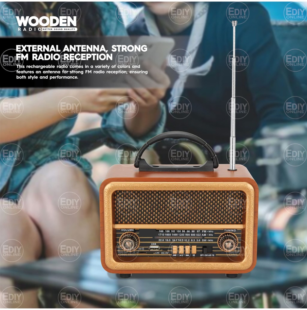 Exclusive Wooden Vintage Radio FM AM SW Speaker Bluetooth USB TF Mp3 ...