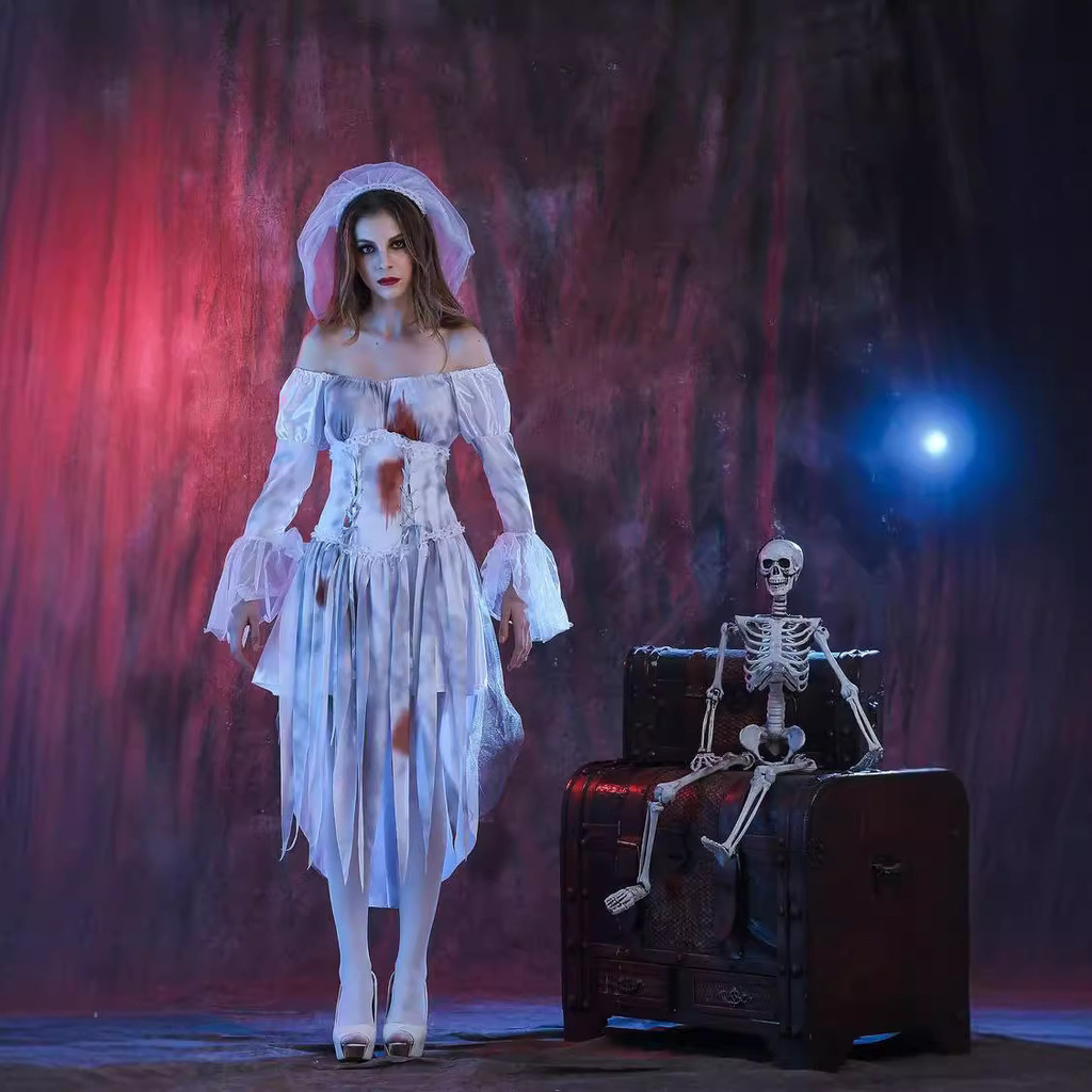 Halloween horror bloody ghost bride costume cosplay ghost festival