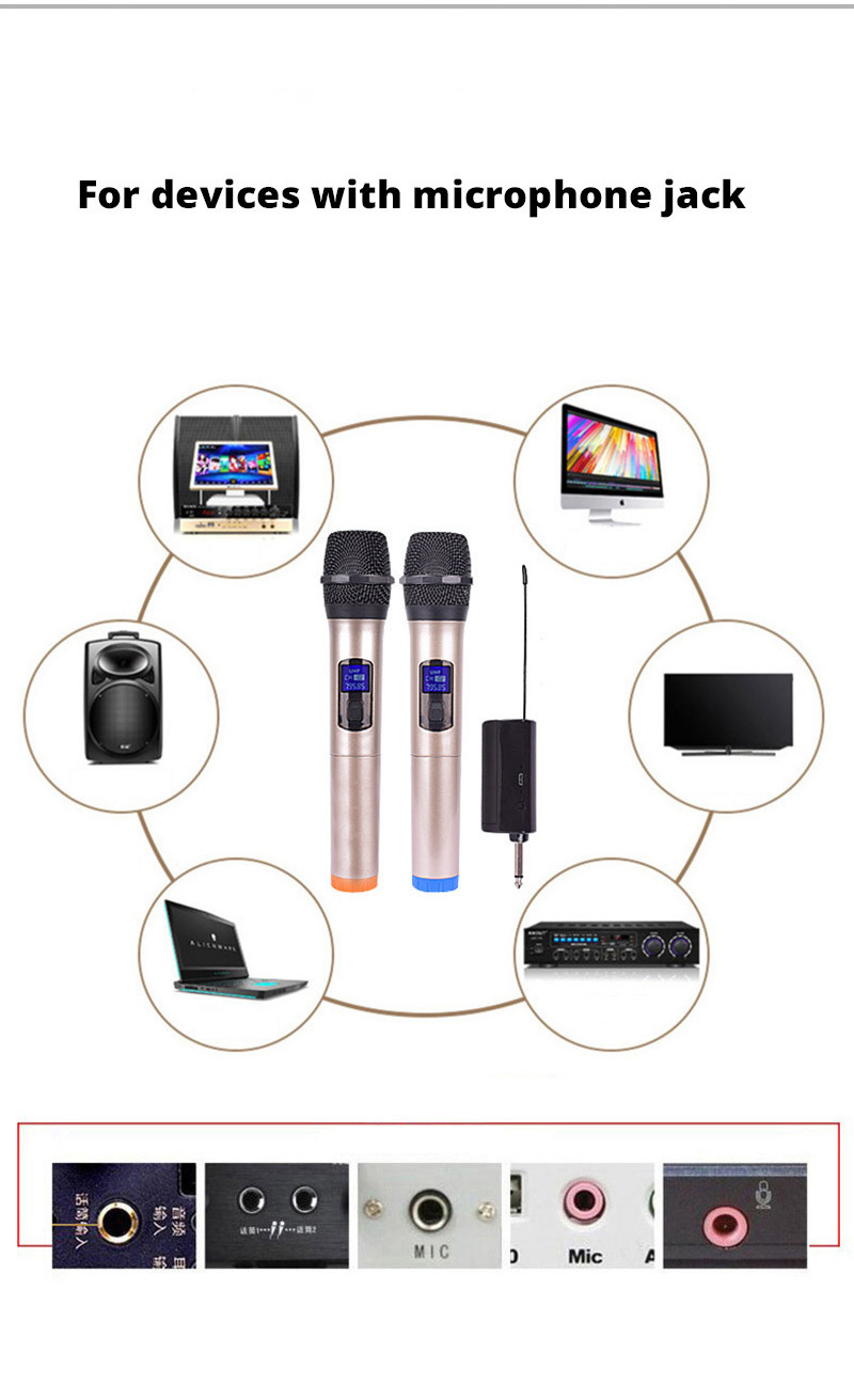 Professional UHF Handheld Microphone Rechargeable Wireless Mic Work ...
