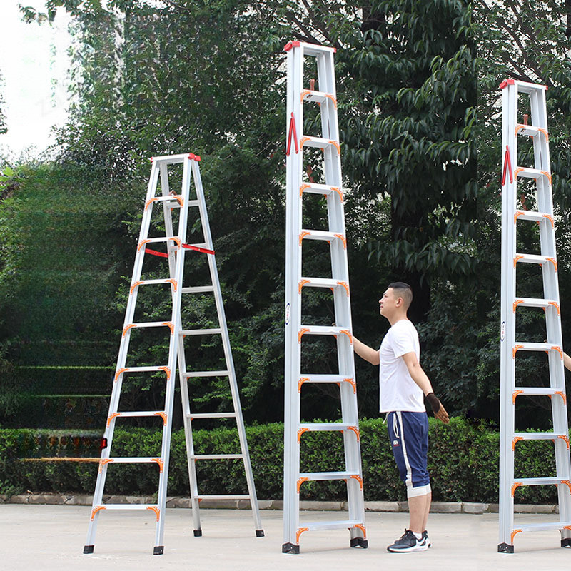 4M Industrial Aluminium Ladder - Extra Thick & Wide Steps Foldable For ...