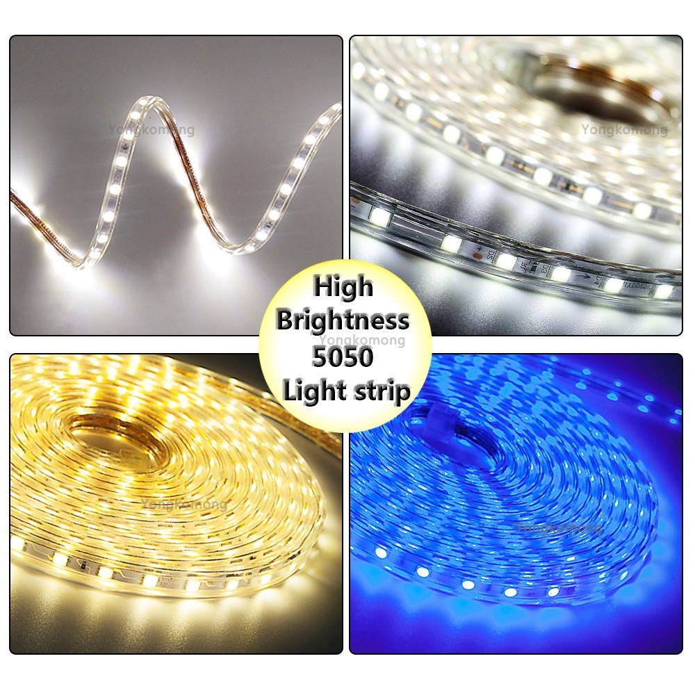 5050 LED Strip Light 220V Waterproof RGB Flexible LED Ribbon with ...