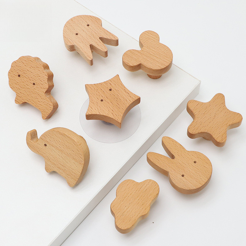 Cartoon Wooden Wall Hook No-Punching Cabinet Handle | Shopee Singapore