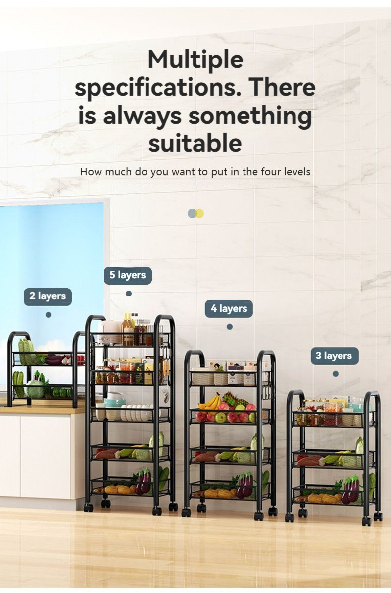 Multi Tier Kitchen Storage Rack Carbon Steel Organizer for Vegetables ...