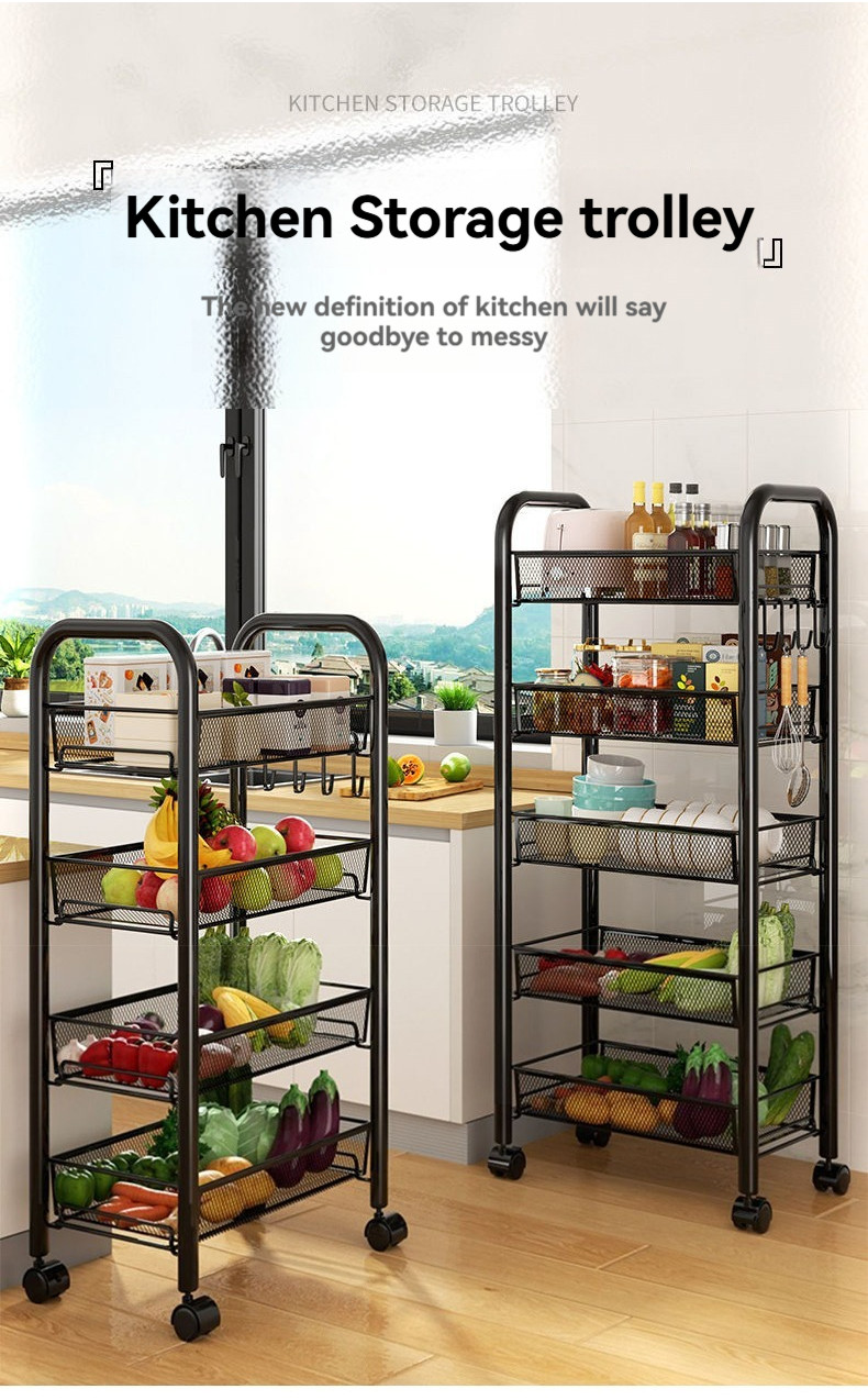 Multi Tier Kitchen Storage Rack Carbon Steel Organizer for Vegetables ...