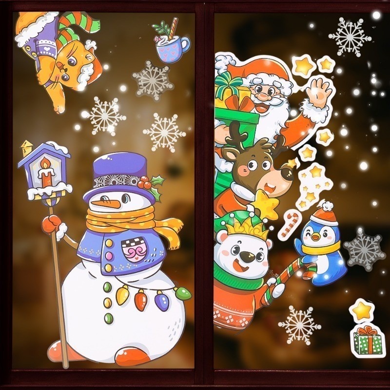 [Wholesale Price] Christmas Window Sticker Santa Claus Snowman Elk