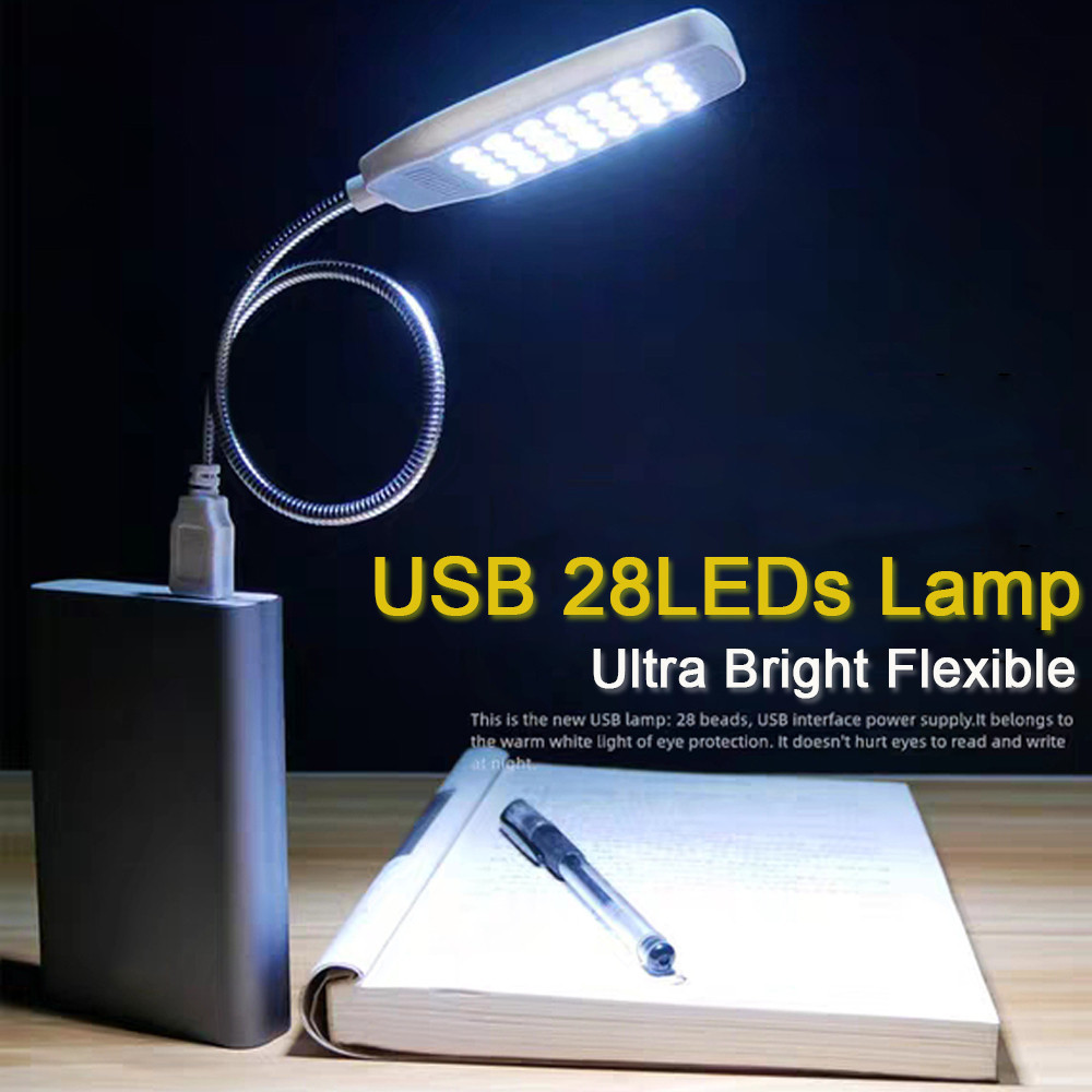 Super Bright 28 LED USB Reading Light Flexible Desk Light PC Computer ...