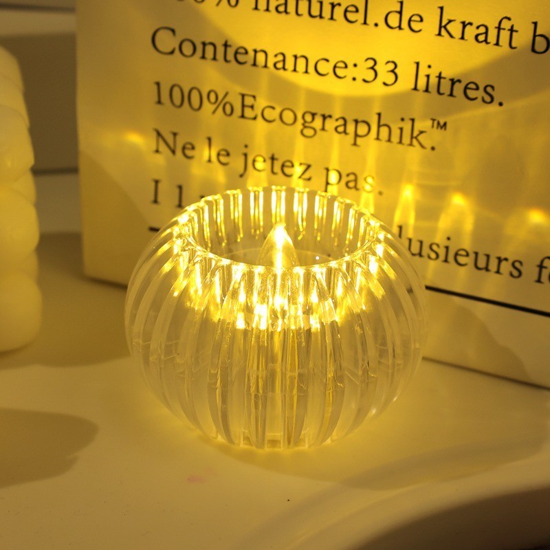 1/2/4Pcs Transparent Pumpkin Light Mini Electronic Candle Light LED