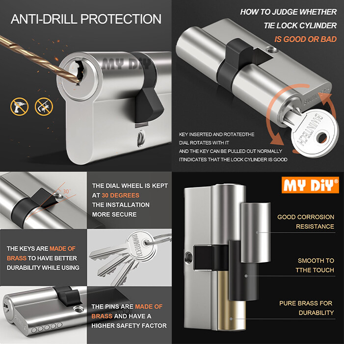 Cyclinder Lock 60MM / 70MM Double /Single Side Euro Lock Anti-Theft ...