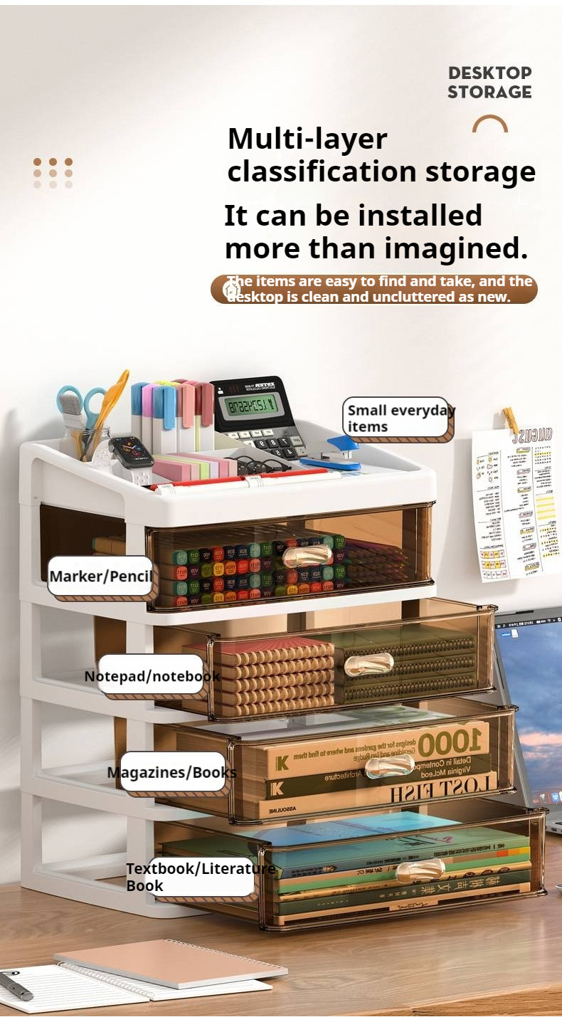 [SG Seller] Nordic large desktop transparent drawer, can accommodate A4 ...