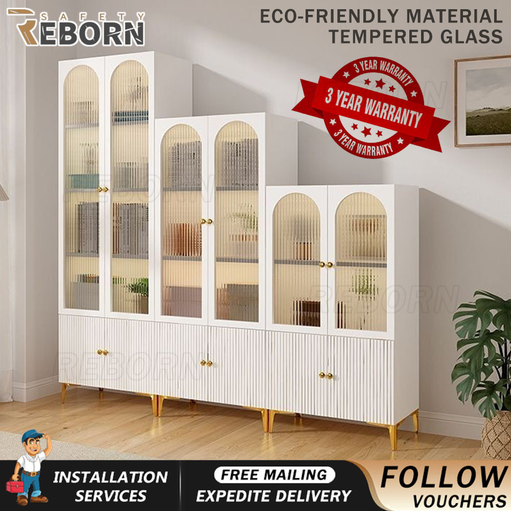 Image showcasing REB Dining Cabinet Modern And Simple Glass Wall Mounted Storage Cabinet ...