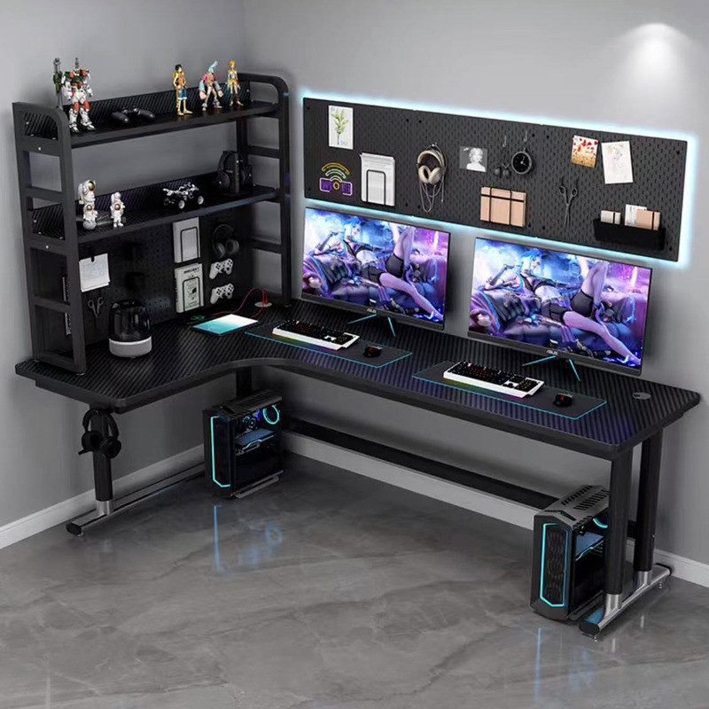 Corner Computer Table Desktop Desk Bookshelf Combination L-shaped Table ...