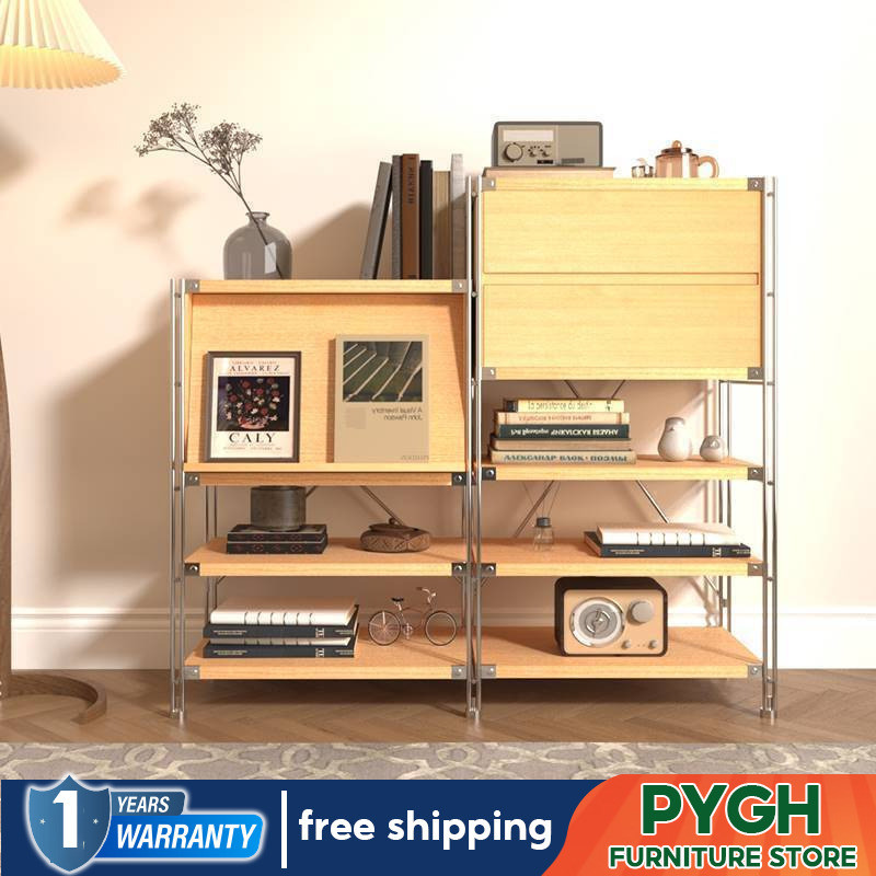 Solid Wood Bookcase Covered Bookcase Magazine Storage Rack Living Room ...