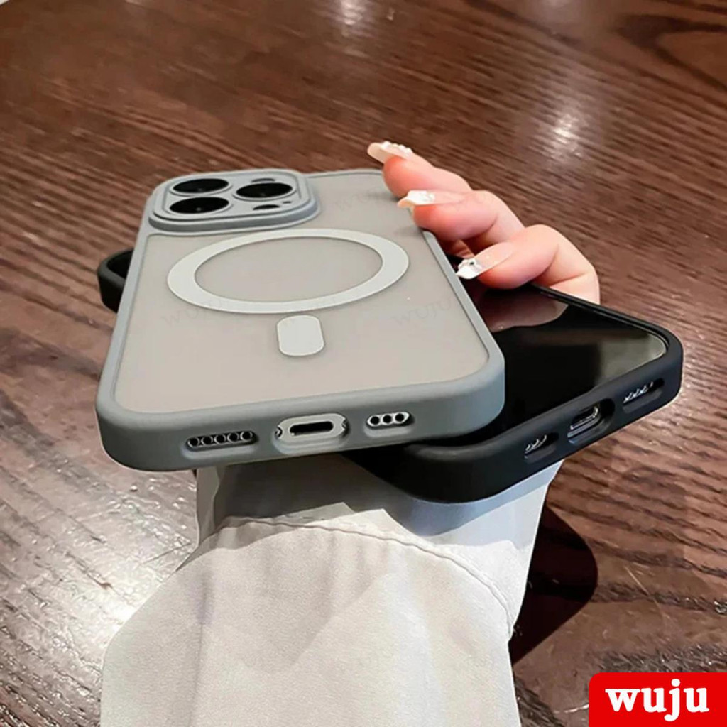 WUJU Luxury Matte Magnetic Wireless Charging Case Compatible For iPhone ...