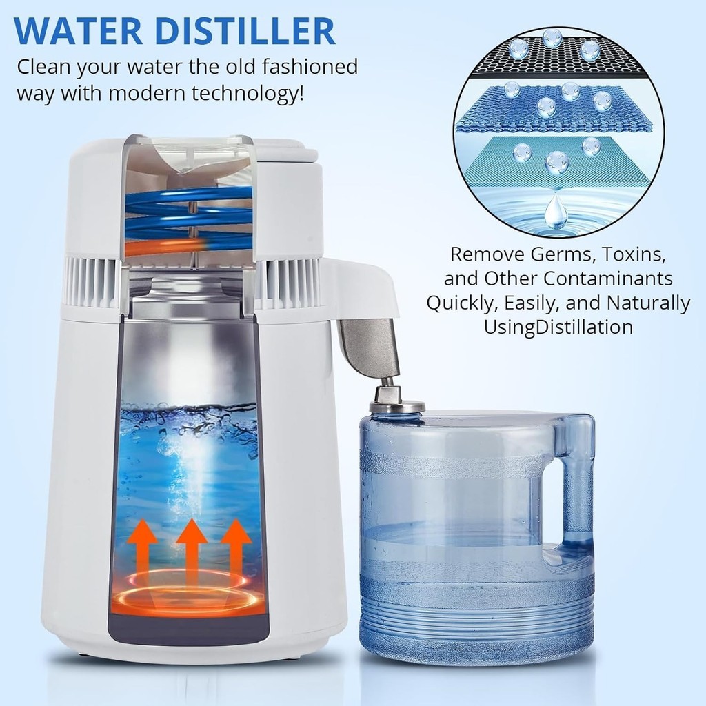750W 4L Stainless Steel Electric Water Distilled Machine Pure Water ...