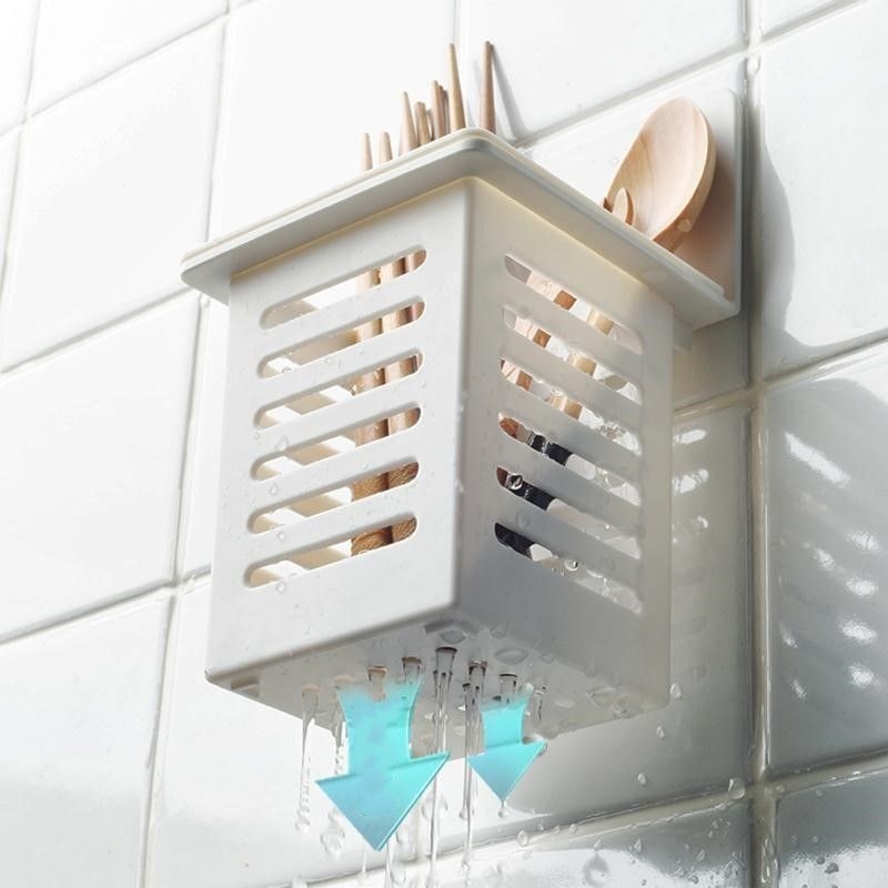 No Punching Wall Mounted Toothpaste Holder Drain Rack Self-adhesive ...