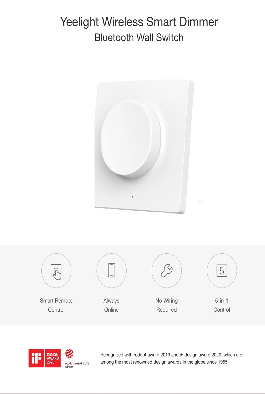 Yeelight Bluetooth Remote Control OR Wireless Dimmer Control (BATTERY ...