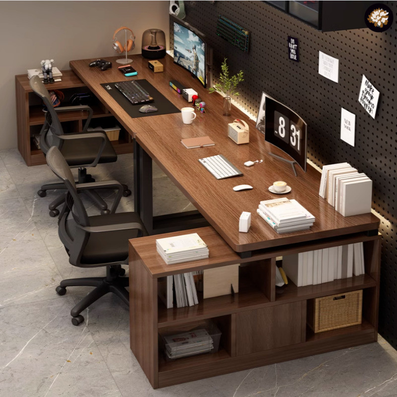 KAQ Study Table Bookshelf Integrated Table L-shaped Double Computer ...