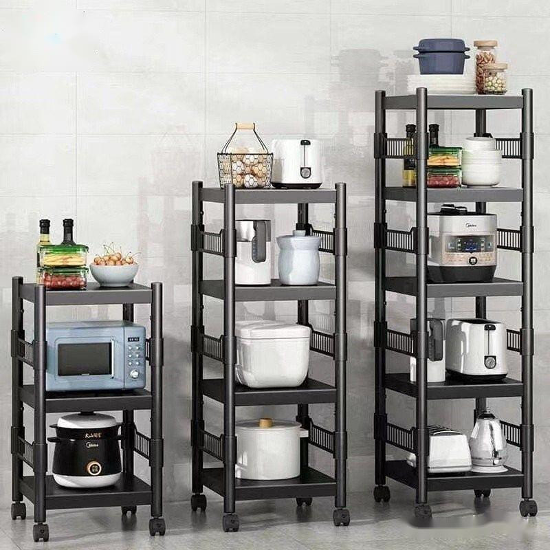 【In Stock】Movable Black Metal Storage Rack / Kitchen Rack / Booksheft ...
