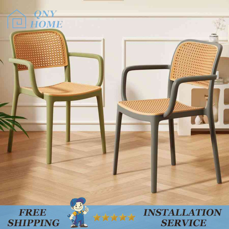 Plastic Rattan Chair Home Dining Chair Outdoor Thick Back Chair With ...