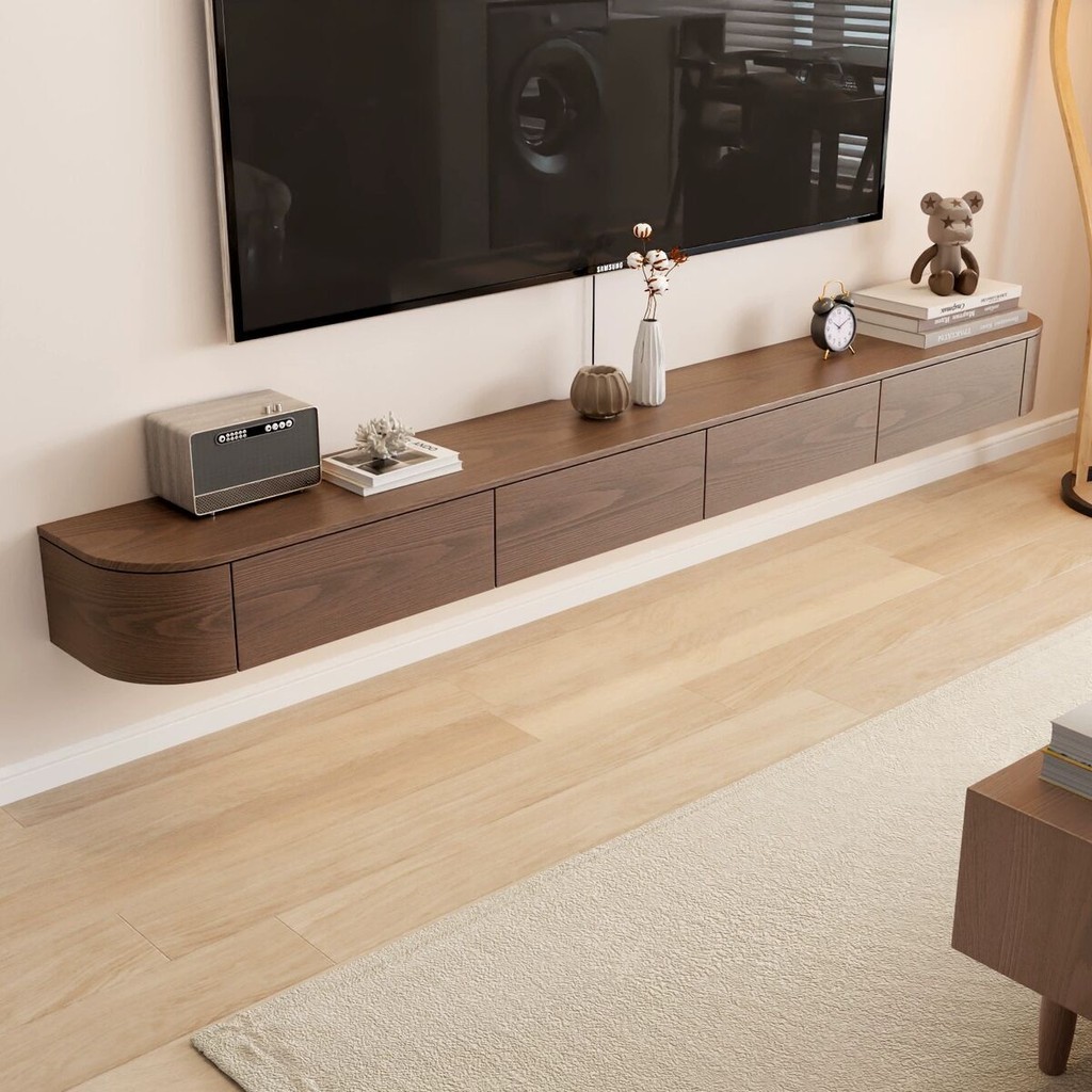 TV Console Cabinet Solid TV Wood Suspended Rock Panel Cabinet Living ...