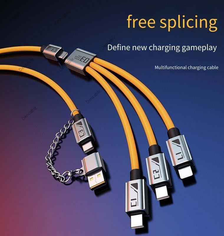 100W 4-in-1 Detachable Fast Charging Data Cable, Triple Port USB/C to ...