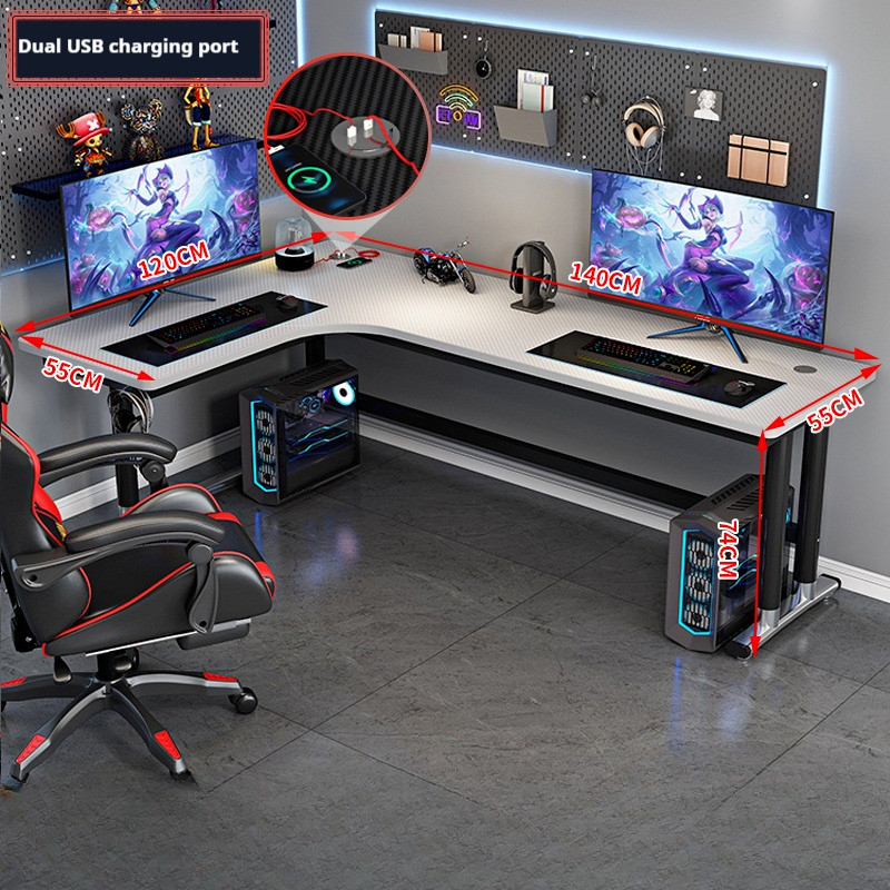 Corner Computer Table Desktop Desk Bookshelf Combination L-shaped Table ...