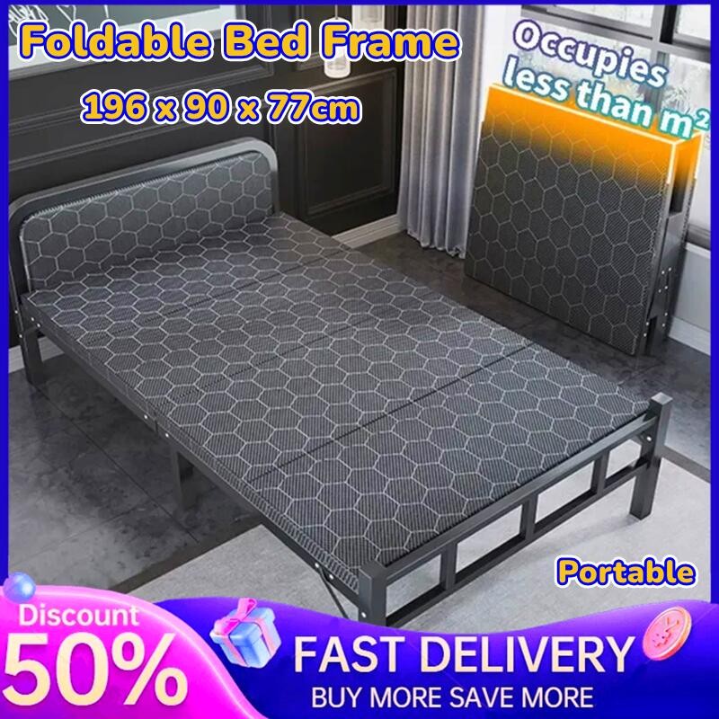 Foldaway Guest Bed Cot - Portable Folding Bed Frame with Memory Foam ...