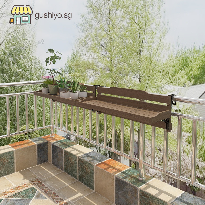 Hanger Flower Rack Wood Balcony Solid Railing Flower Rack Suspended Pot ...