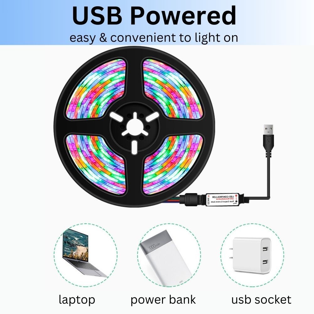Led Strip Lights Multi color USB Powered RGB TV Backlight with Remote ...