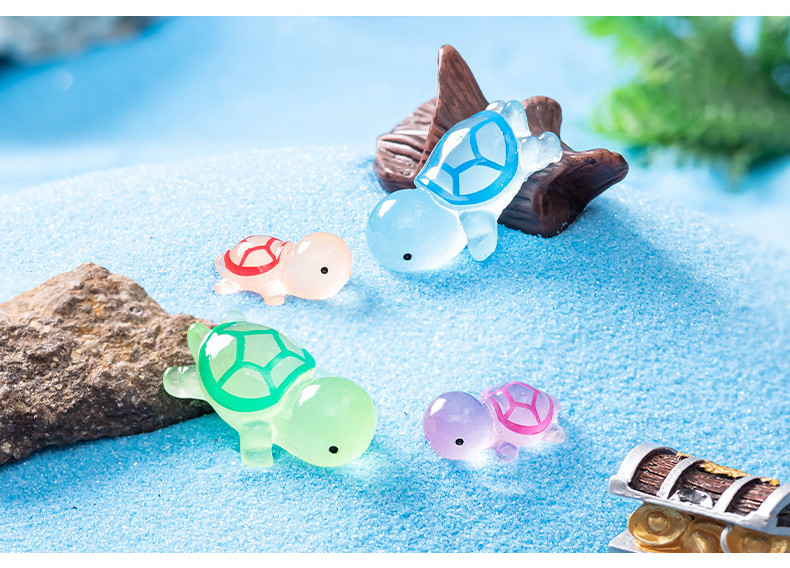 20PCS Colorful Luminous Mini Tortoise Micro Landscape Figure Ornament ...