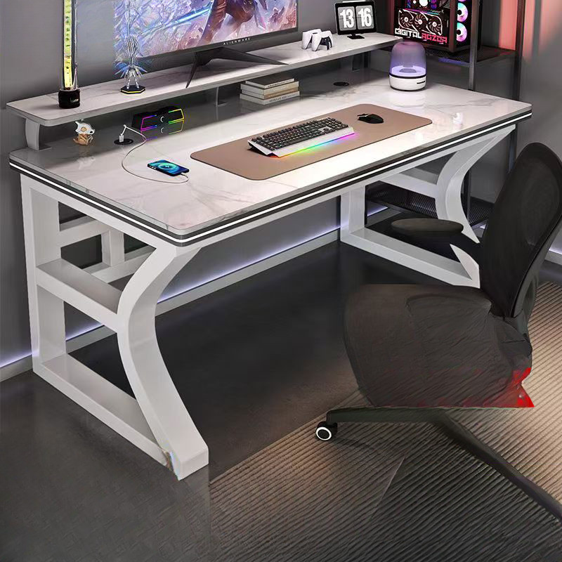 Curved Frame Steel Wood Computer Table E-sport Design Study Table Home ...