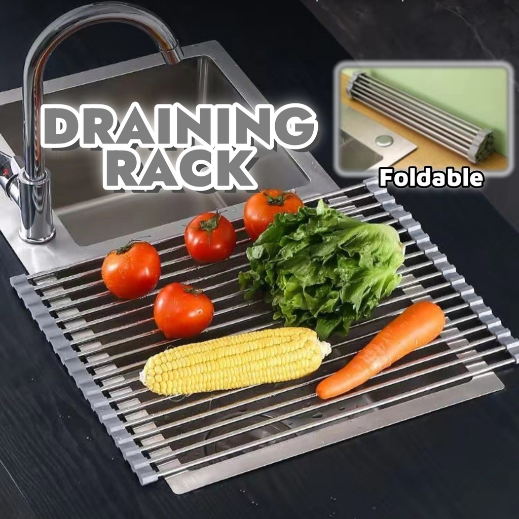 Stainless Steel Roll Up Foldable Drying RackKitchen Dish Rack Extra ...