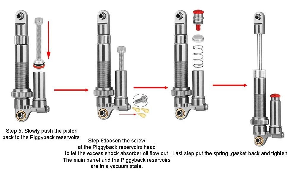 Amortisseurs Progressive Spring Piggyback V2 Pour Axial SCX-10 (I, II, III) - Longueur 90mm - Pour Crawler 1:10