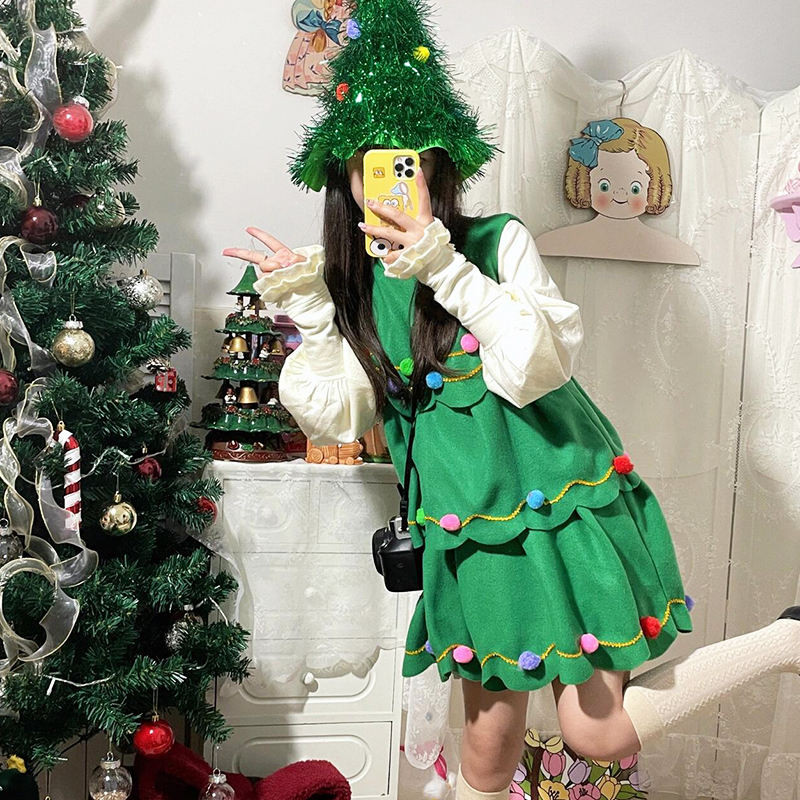 cos christmas dress Generic 2024 New Christmas Clothes for Toddler Girl Xmas Cos Red Santa  Puffy Dress Stage Performance Dresses for Classic Fashion Breathable Outfits(2-3  Years,Green)