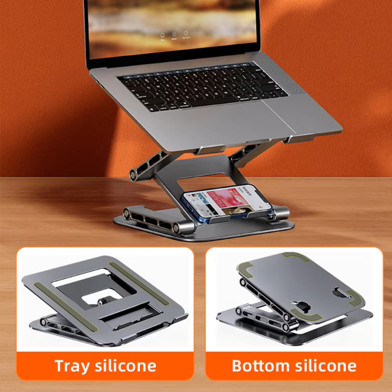 【SG SELLER】3 Layers Foldable Laptop Stand Metal Computer Stand Notebook ...
