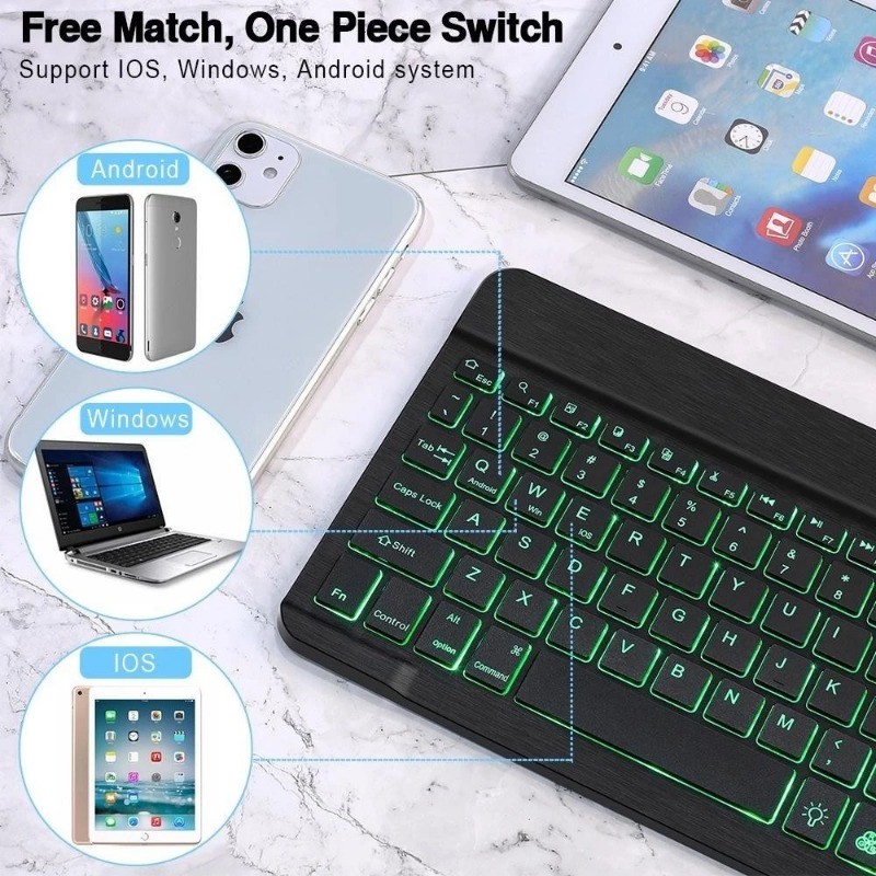 RGB Backlit Wireless Bluetooth Keyboard and Mouse with light LED for ...