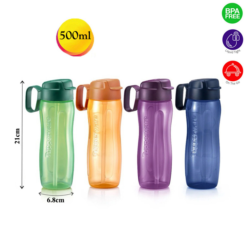 Authentic Tupperware 500ml Slim Eco Water Bottle Flip Top Cap with ...
