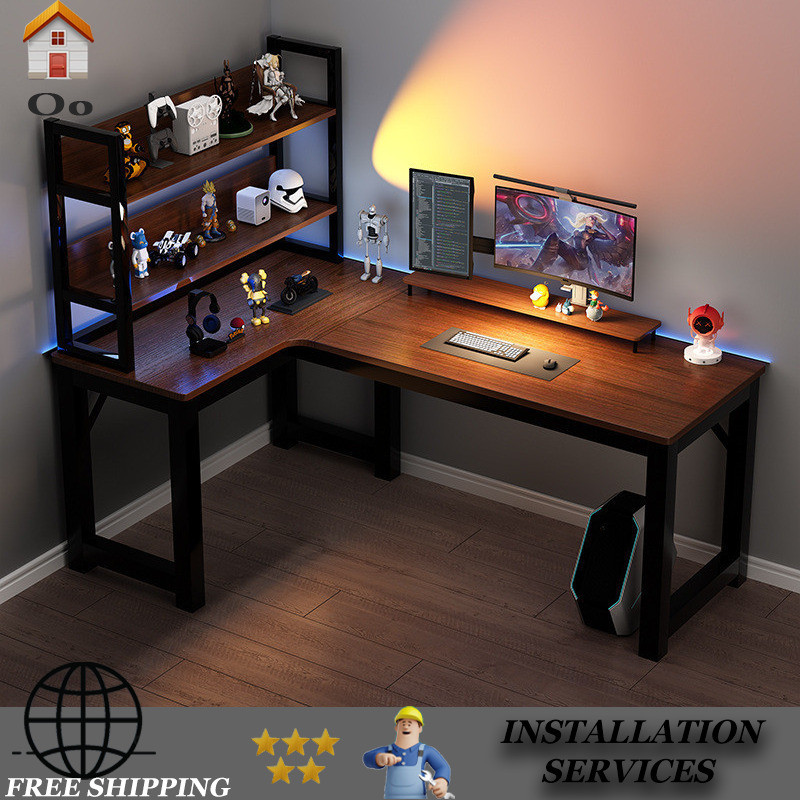 Oo Study Table Corner L Shape Computer Gaming Carbon Fibre Office Desk ...
