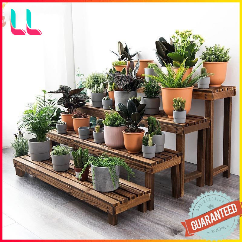 LL Flower Rack Solid Wood Plant Stand Indoor Outdoor Multiple Pot ...
