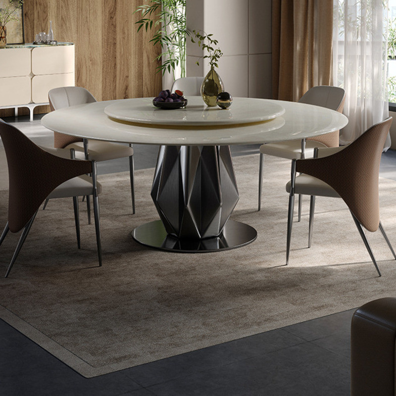Round Dining Table And Chair Combination Household With Revolving Table ...