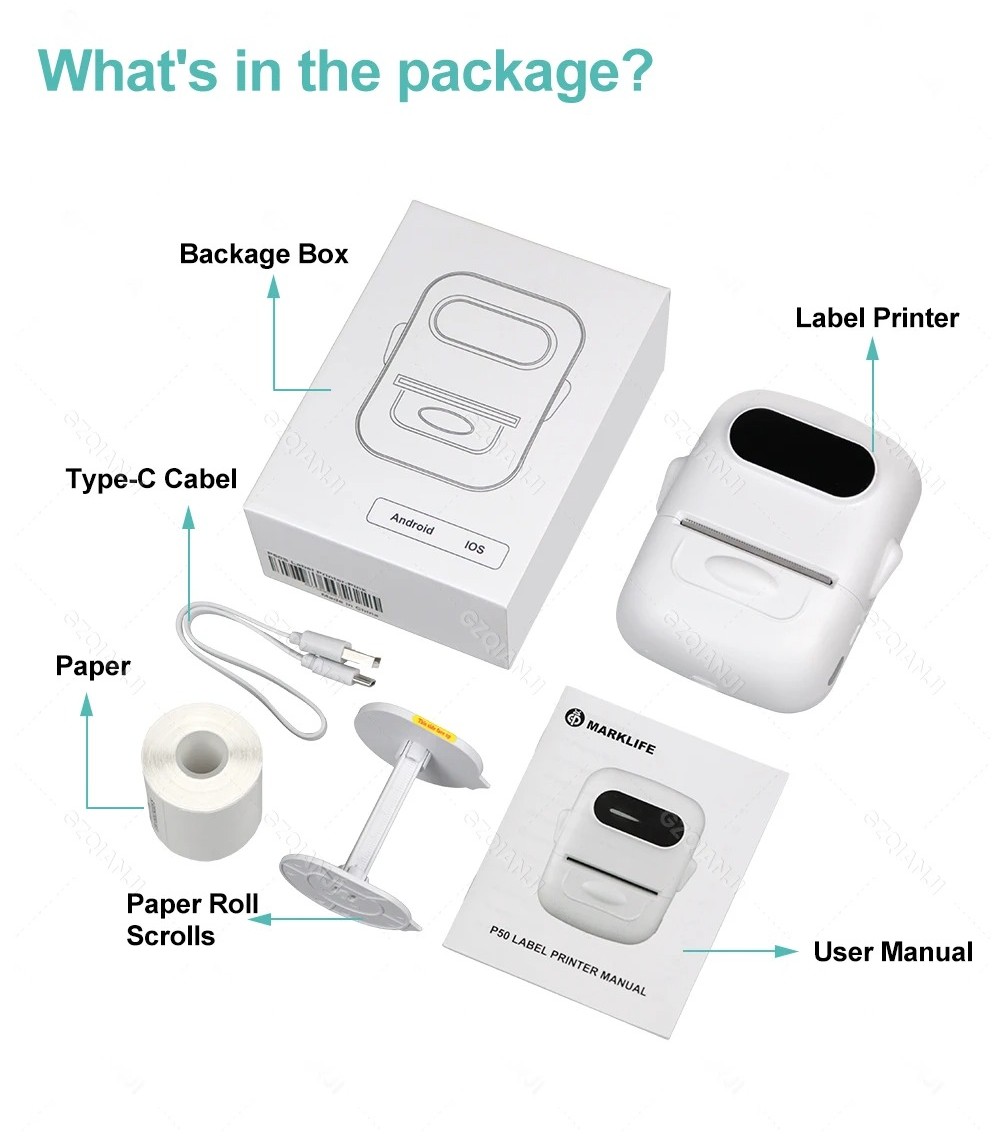 Mini Label Printer P5 Barcode Label Printer Labeling Maker Machine Mini ...