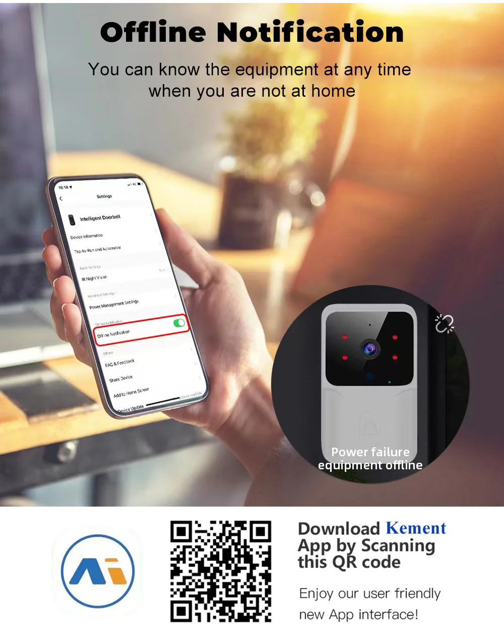 Wireless WiFi Video Doorbell Camera Two-way Intercom Voice Change For ...