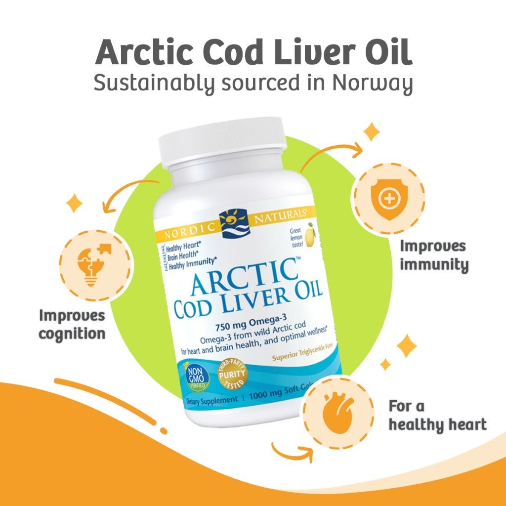 Nordic Naturals Arctic Cod Liver Oil 750mg Omega 3 90 Softgels - For ...