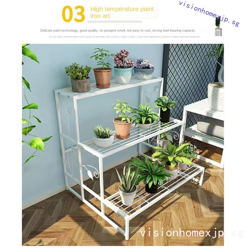 Stainless Steel Flower Rack Metal Plant Planters Pots Rack Ladder Step ...