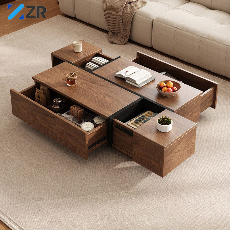 Coffee table Nordic walnut color minimalist coffee table rectangular ...